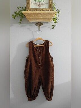 Kids Brown Corduroy Overalls